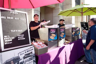 Pink's supplied hot dogs for the crowd.