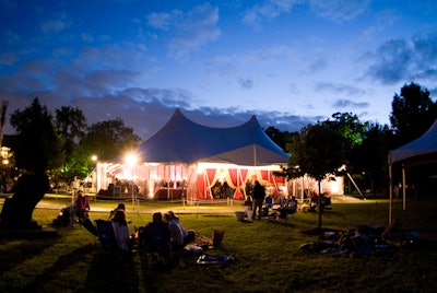 While gala guests dined under a marquee tent, Ravinia concert-goers had picnic dinners on the surrounding lawns.