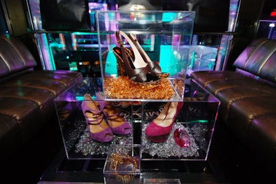Dolce displayed shoes from its latest collection in Lucite boxes within its designated skybox.