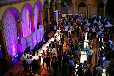 White glow bars and pink-lit geometric displays behind the bar added to the club feel in the west wing of the event.