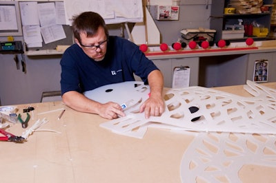 The fish that hung from the National Building Museum's ceiling were fabricated at Hargrove's headquarters in Lanham, Maryland.