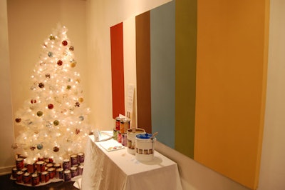 Ornaments on a Christmas tree in the front foyer and a mural in the hallway showcased new colours from Para Paints.