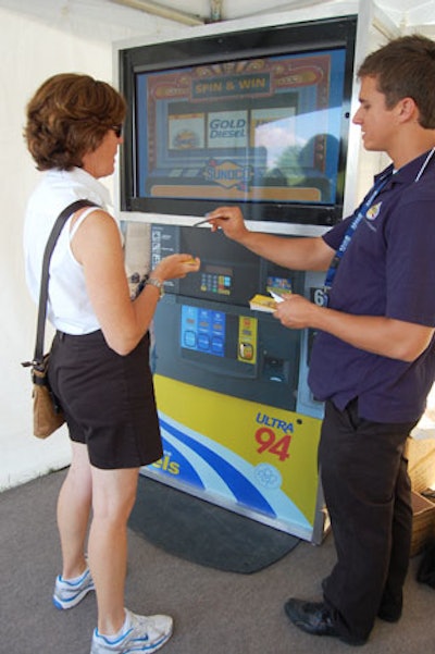 Sunoco handed out gas cards at a booth in Spectator Village.