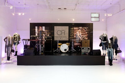A stage with real instruments served as the set for 'girly grunge' looks.