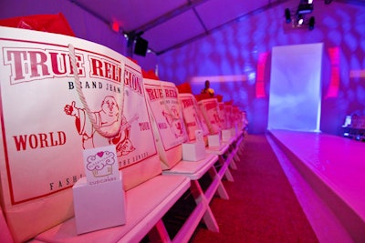 True Religion kept its show, produced by Treskoi PR and independent coordinator Brendon Ratner, all Americana with red, white, and blue lighting.