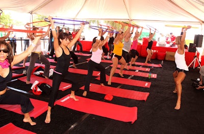 Crunch Fitness instructors led classes such as Hula Hoop Pilates.