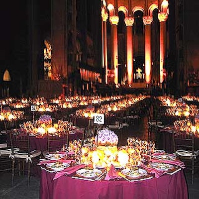 For the Human Rights Watch annual dinner, 80 tables for 10 were arranged in the nave of at the Cathedral of St. John the Divine.