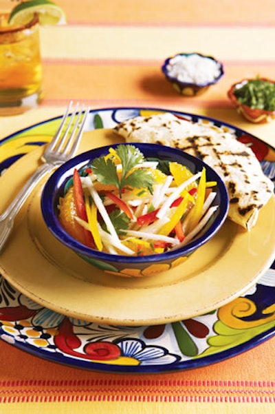 Jicama salad with ancho-lime vinaigrette and corn tortillas