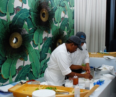 Chefs from the hotel's Soleá restaurant prepared sushi on the first floor of the bungalow.