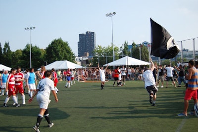 Although the event didn't attract any streakers, one fan kept storming the pitch with a flag.