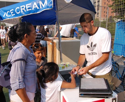 On the field an ice cream truck supplied cold treats for the crowd.