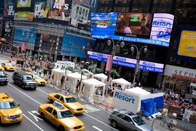 The Wii Sports Resort opened at 9 a.m., and continued until 3 p.m., just before the rain started.