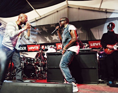 Common and Kanye West performed at the Levi's/Fader Fort.