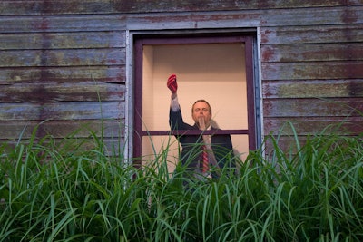One performer was concealed behind a window in the Grass Green piece.
