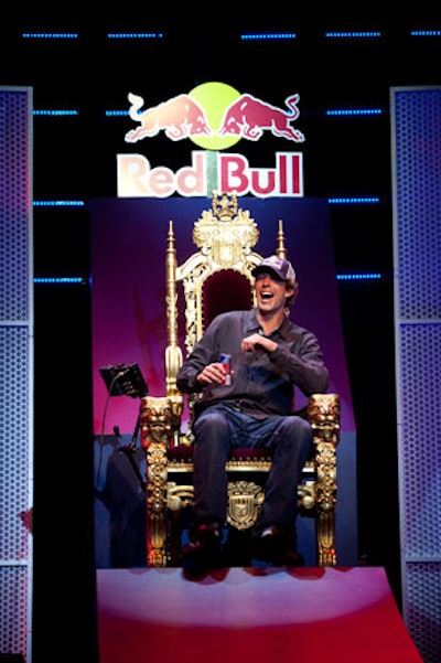 Pastrana sat on a logoed throne.