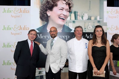 More than 1,000 guests attended the premiere party, including (from left to right) Le Cordon Bleu president and C.E.O. Andre Cointreau, actor Stanley Tucci, Le Cordon Bleu international executive chef Patrick Martin, and French socialite Isaure Cointreau.