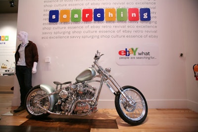 In addition to clothing and toys, eBay also chose to showcase larger items like a motorcycle from its eBay Motors division.