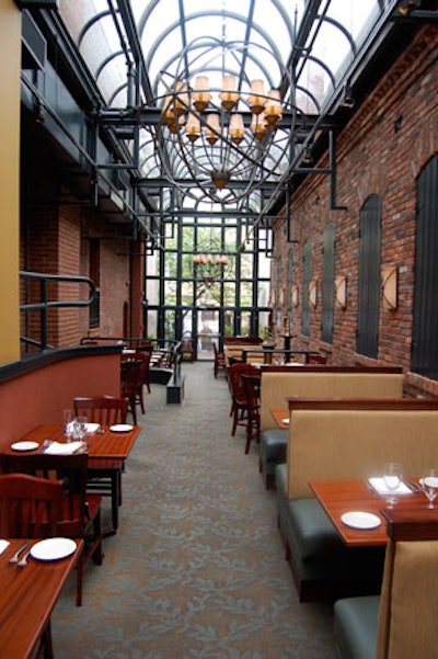 The Atrium dining room seats 70 and has a small gated patio that holds 40 for receptions.