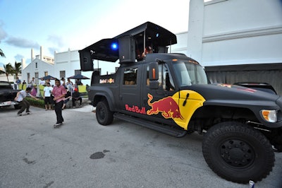 Red Bull parked its newest event vehicle, the MXT, in the film studio's parking lot.