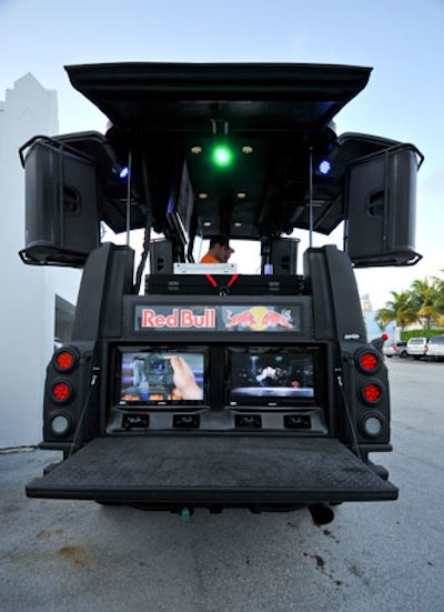The MXT is outfitted with four HDTVs showcasing footage of the company's professional athletes.