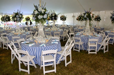 At Southampton Hospital's centennial-themed event, Steven Stolman and Tony Urrutia kept table decor high and cool.