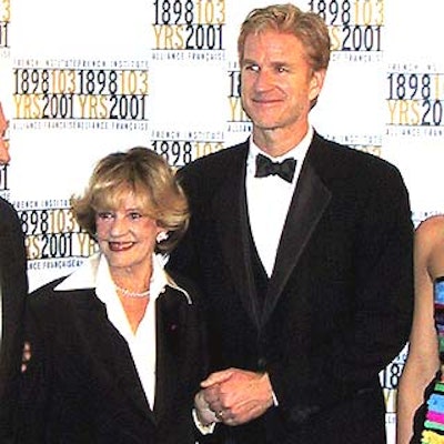 Honoree Jeane Moreau posed with M.C. Matthew Modine at the French Institute Alliance Francaise's Trophee Des Arts gala at the Pierre.