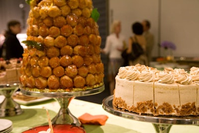 Le Cordon Bleu's dessert offerings included croquembouche and cakes.