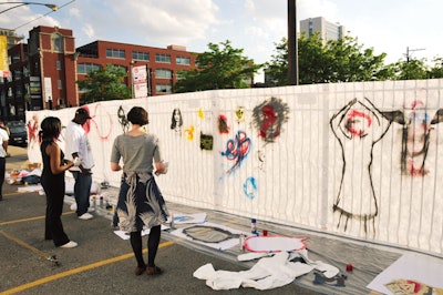 The Paintbrush Ball, a June fund-raiser for Chicago art education nonprofit Marwen, incorporated a variety of art-making stations. Guests could try their hand at sculpture, video making, or graffiti on a paper wall.