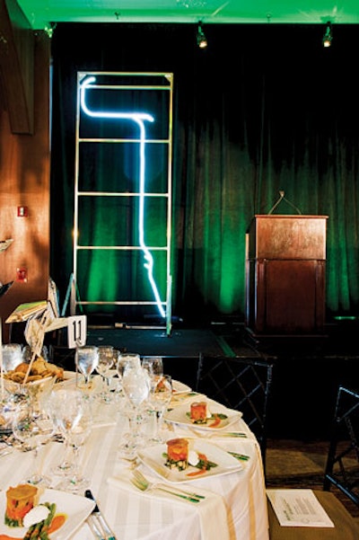 At the Friends of the High Line benefit in June in New York, a neon outline of the park decorated the stage.