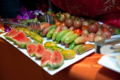 The Hearty Boys enlisted Thai Pastry restaurant to provide fruit-shaped marzipan treats.