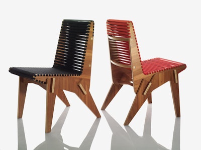 Using Forest Stewardship Council-certified plywood from Bolivia, Abbott Miller designed a chair whose components can be shipped flat and dry-assembled with a rubber mallet.