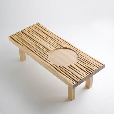 The wood used for Maya Lin's bench came from Forest Stewardship Council-certified land managed by the Nature Conservancy.