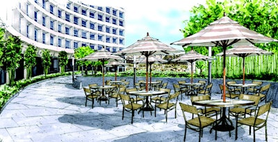 The new patio will be accessible from the lobby and new meeting center.