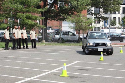 The slalom event had drivers weaving in and out of a cone-marked course.