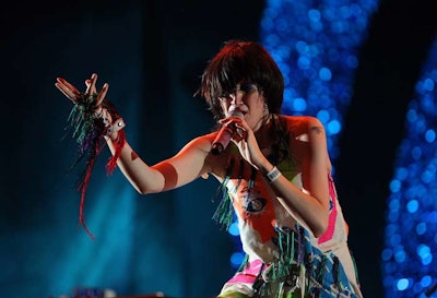 The Yeah Yeah Yeahs performed on Saturday night, stepping in for the originally scheduled Beastie Boys after one of the rap group's members had to undergo cancer surgery.