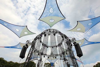 Fabric structures formed canopies throughout the park.