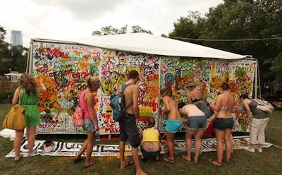 Q101 also sponsored a graffiti wall, which guests tagged with initials and colorful drawings.