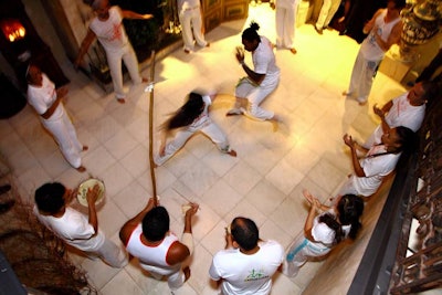 One of the big performances of the night was from the Grupo Ginga Capoeira, a Brazilian association of capoeira artists, who entertain by combining dance and martial arts.