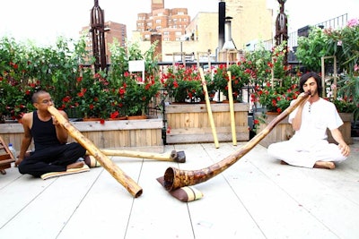 A.J. Block and an associate from the Didge Project played didgeridoos on the venue's rooftop terrace.