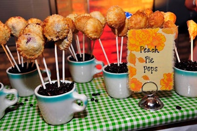 In the second-level dessert lounge, Hoosier Mama Pie Co.'s station offered mini pies on a stick.