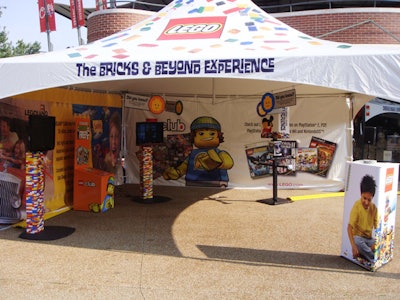 Tents house signage devoted to Lego fun facts.