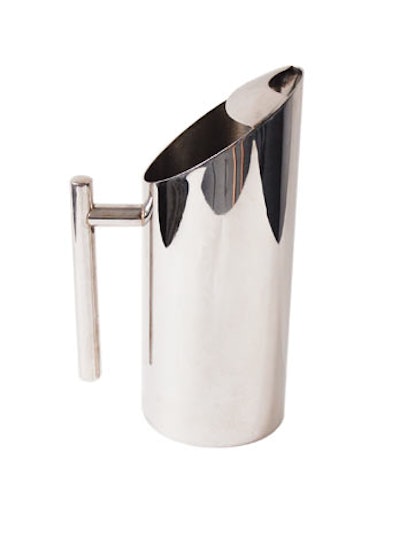Stainless modern water pitcher, $5, available nationwide from DC Rental in Washington