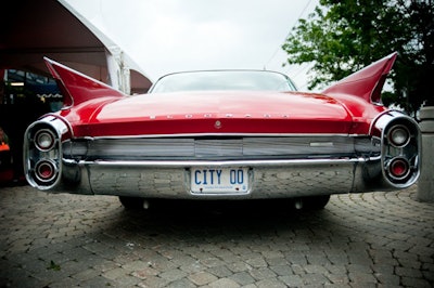 Vintage Cadillacs sat on display in the courtyard outside the City Cadillac GMC dealership on Victoria Park Avenue.