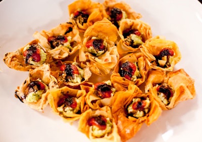 Marben served mini caprese salads in phyllo pastry shells.