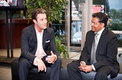 eTalk host Ben Mulroney chatted with Alwyn Stephen, president and C.E.O. of Beauty Contact Inc., at the event.