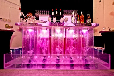 So Cool Events created an ice and moving-water bar for one corner of the after-party.