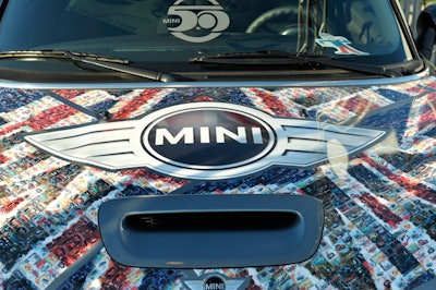 The Mini Oakville dealership covered its car with stamp-sized images of clients with their Minis.