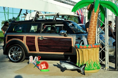 The Mini Downtown dealership designed a retro surf-inspired car with faux wood paneling on the doors.