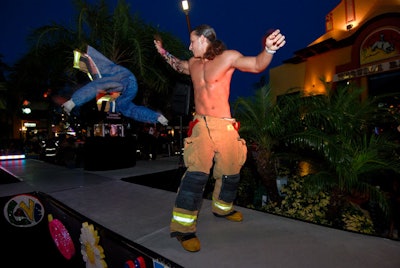 The men stripped off their jackets on stage before each began his dance.