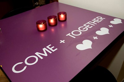 'Come Together,' the signature phrase of Macy's fall advertising campaign, appeared on tables at the after-party.